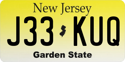 NJ license plate J33KUQ