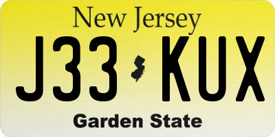 NJ license plate J33KUX