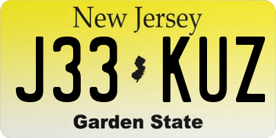 NJ license plate J33KUZ