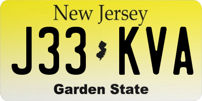NJ license plate J33KVA
