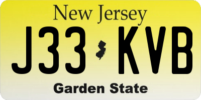 NJ license plate J33KVB