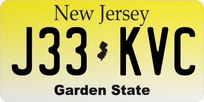 NJ license plate J33KVC