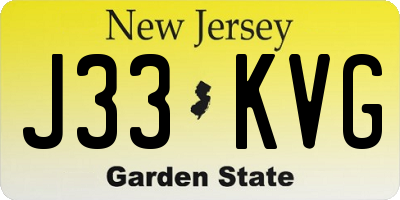 NJ license plate J33KVG