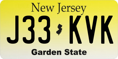 NJ license plate J33KVK