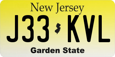 NJ license plate J33KVL