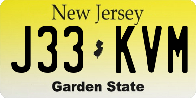 NJ license plate J33KVM