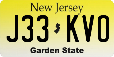 NJ license plate J33KVO