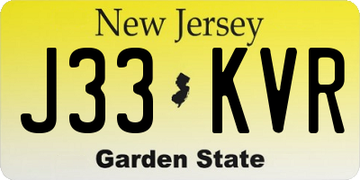 NJ license plate J33KVR