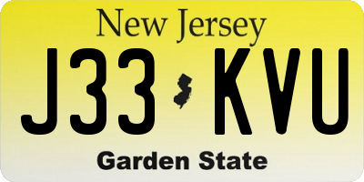 NJ license plate J33KVU