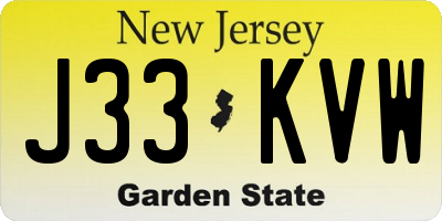NJ license plate J33KVW