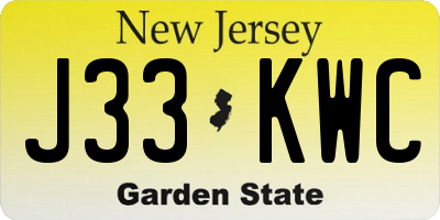NJ license plate J33KWC