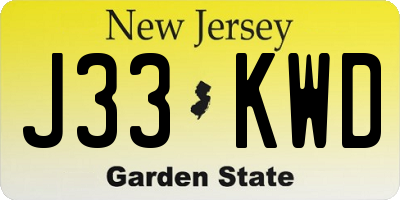 NJ license plate J33KWD