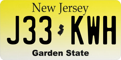 NJ license plate J33KWH