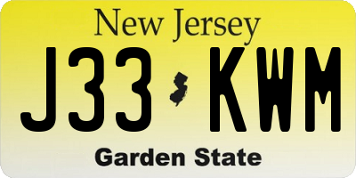 NJ license plate J33KWM