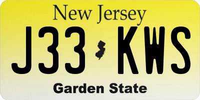 NJ license plate J33KWS