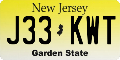 NJ license plate J33KWT
