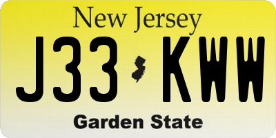 NJ license plate J33KWW
