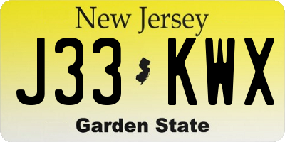 NJ license plate J33KWX