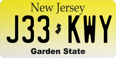 NJ license plate J33KWY