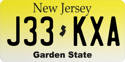 NJ license plate J33KXA