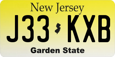 NJ license plate J33KXB