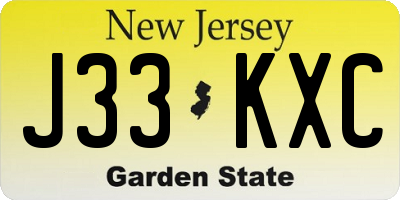 NJ license plate J33KXC