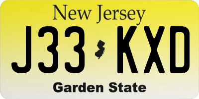 NJ license plate J33KXD