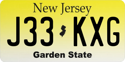 NJ license plate J33KXG