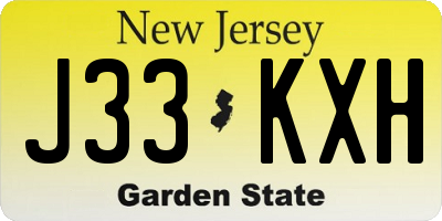 NJ license plate J33KXH