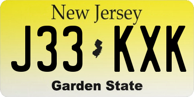 NJ license plate J33KXK