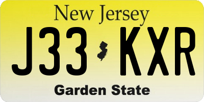 NJ license plate J33KXR