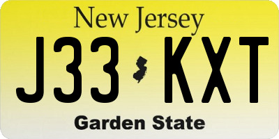 NJ license plate J33KXT