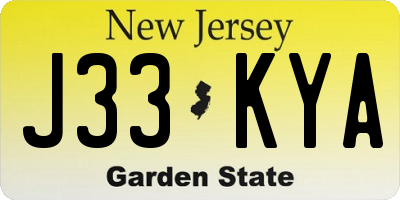 NJ license plate J33KYA