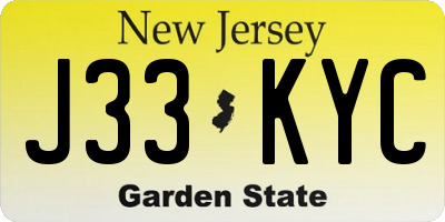 NJ license plate J33KYC