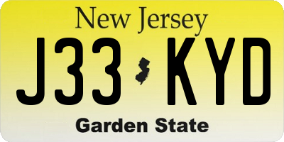 NJ license plate J33KYD