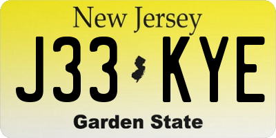 NJ license plate J33KYE
