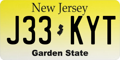 NJ license plate J33KYT