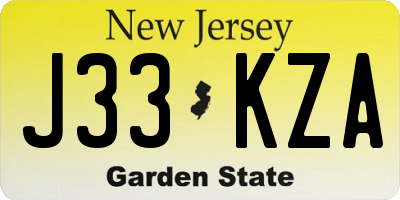 NJ license plate J33KZA