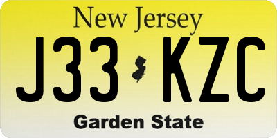 NJ license plate J33KZC