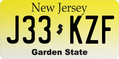 NJ license plate J33KZF