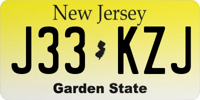 NJ license plate J33KZJ