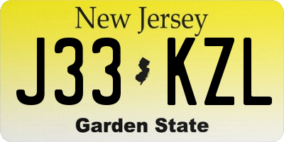 NJ license plate J33KZL