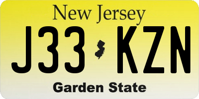 NJ license plate J33KZN