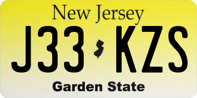 NJ license plate J33KZS
