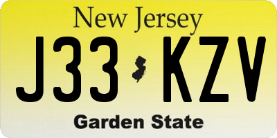 NJ license plate J33KZV