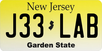 NJ license plate J33LAB