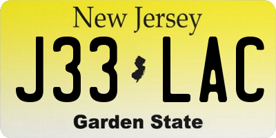 NJ license plate J33LAC