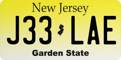 NJ license plate J33LAE