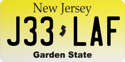 NJ license plate J33LAF