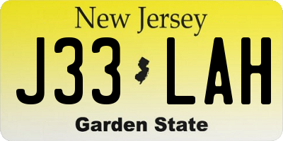 NJ license plate J33LAH